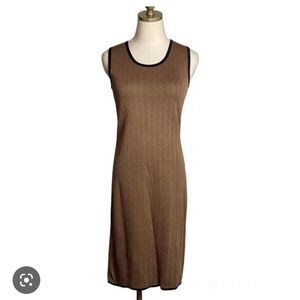 Exclusively Misook Petite Brown Herringbone Sleeveless Dress Size XS